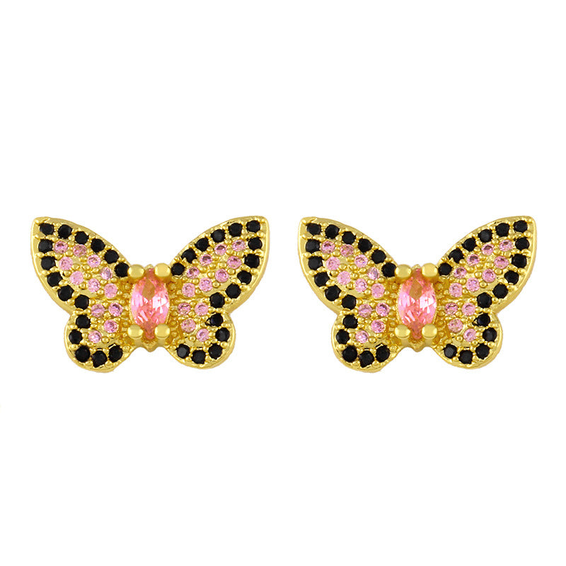 Alloy diamond butterfly earrings MYA002ES056