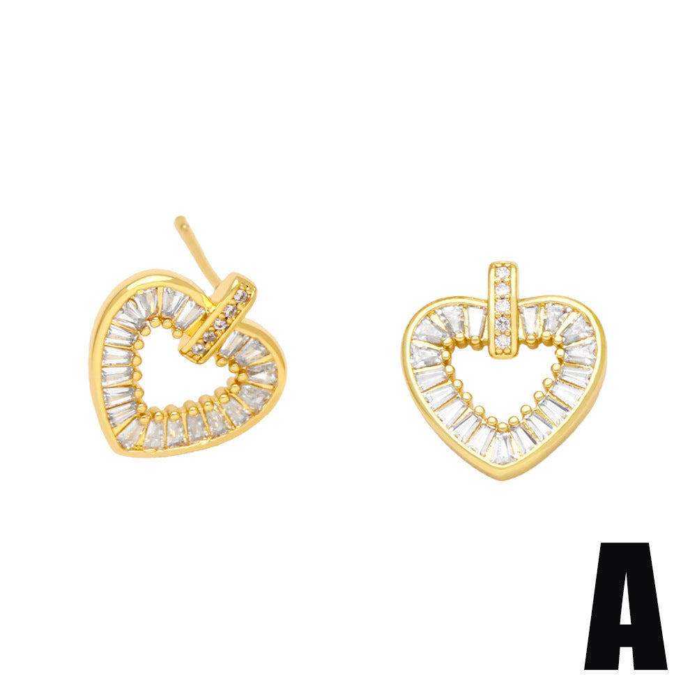 Alloy colored zircon heart earrings MYA002ES012