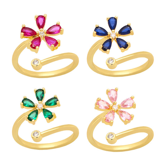 Alloy colored zircon flower ring MYA002RS030