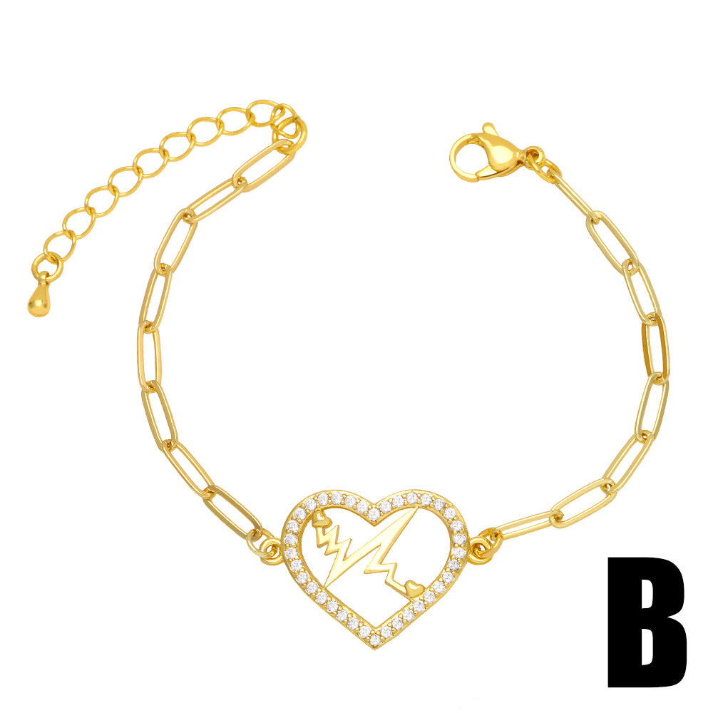 Alloy diamond electrocardiogram bracelet MYA002BT055