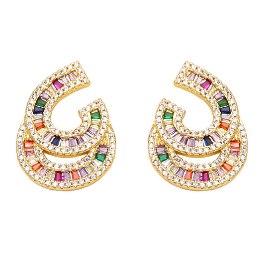 Alloy Double C Zircon Earrings MYA002ES005