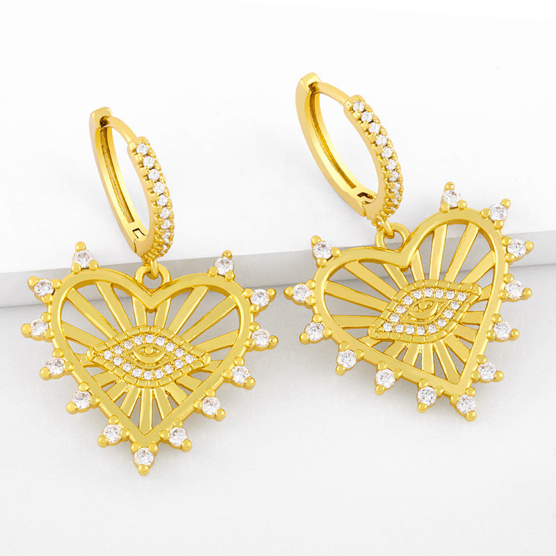 Alloy Hollow Heart Eye Earrings MYA002ES055