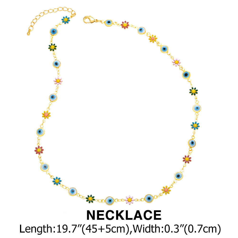 Alloy Colorful Flower Necklace MYA002NE066