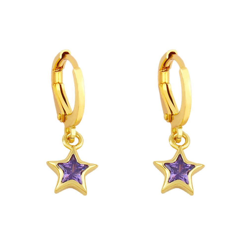 Alloy simple pentagram earrings MYA002ES069