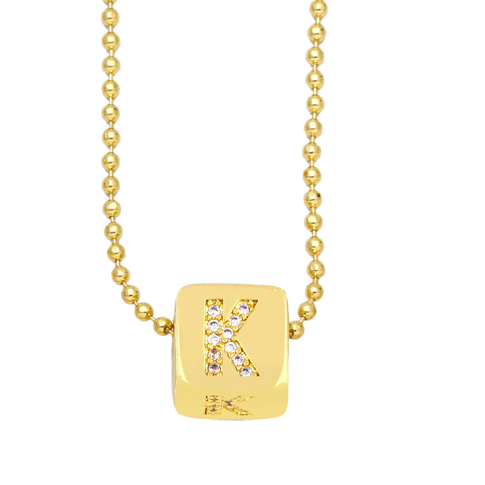 Alloy DIY Square Letter Necklace MYA002NE011