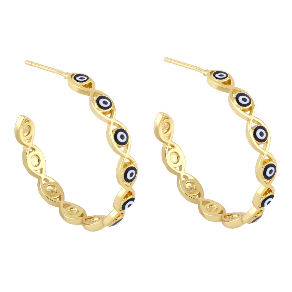 Alloy Drip Oil Demon Eye Earrings MYA002ES072