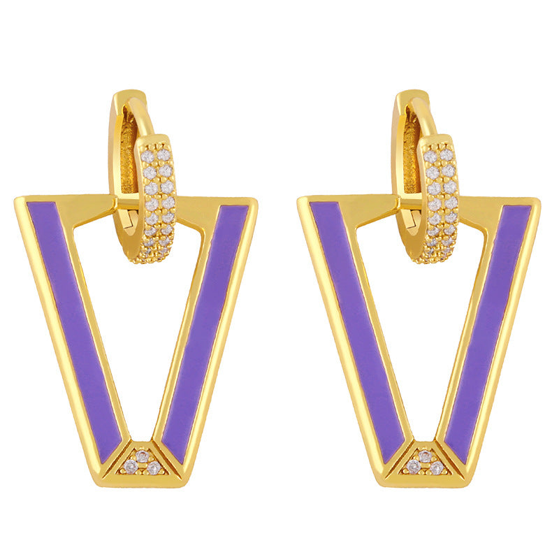 Alloy inverted triangular V-shaped earrings MYA002ES006