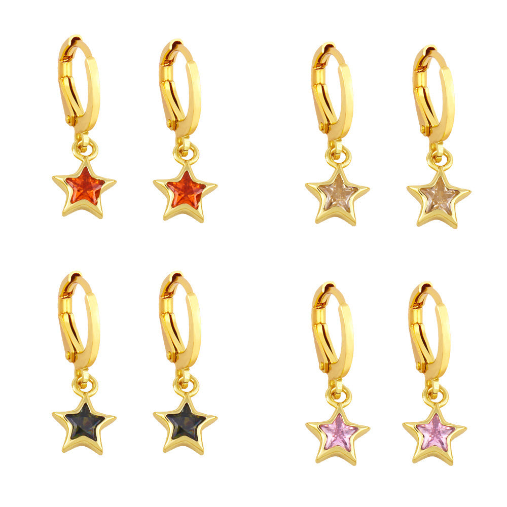 Alloy simple pentagram earrings MYA002ES069