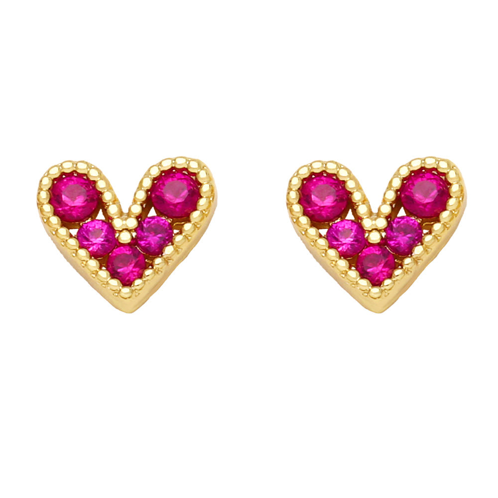 Alloy Mini Zircon Small Heart Earrings MYA002ES007