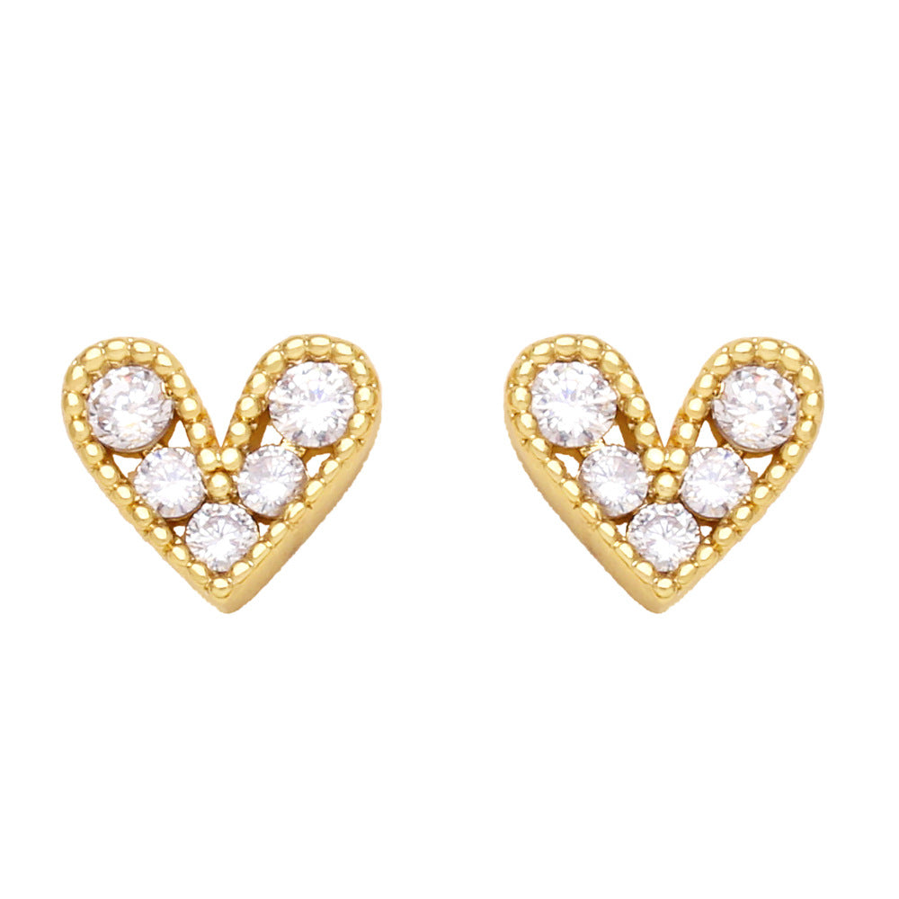 Alloy Mini Zircon Small Heart Earrings MYA002ES007