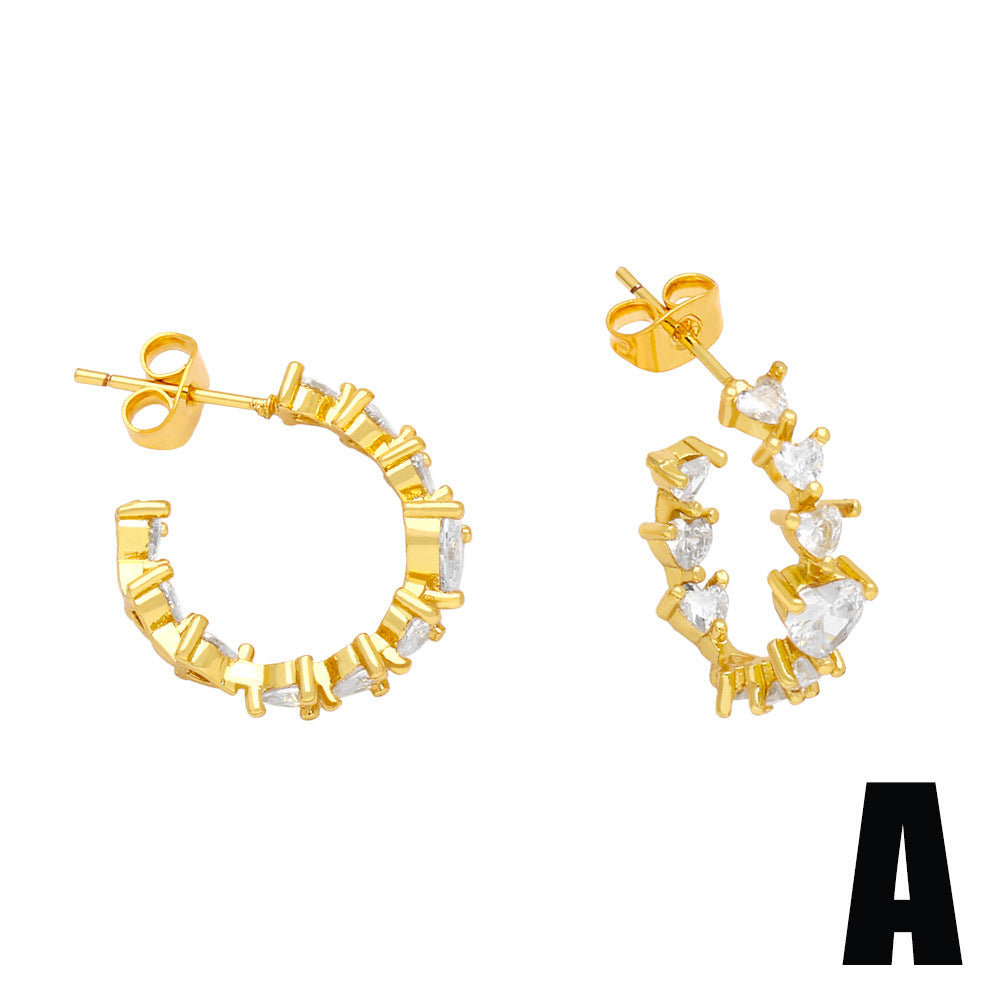 Alloy Simple Love Zircon Earrings MYA002ES016