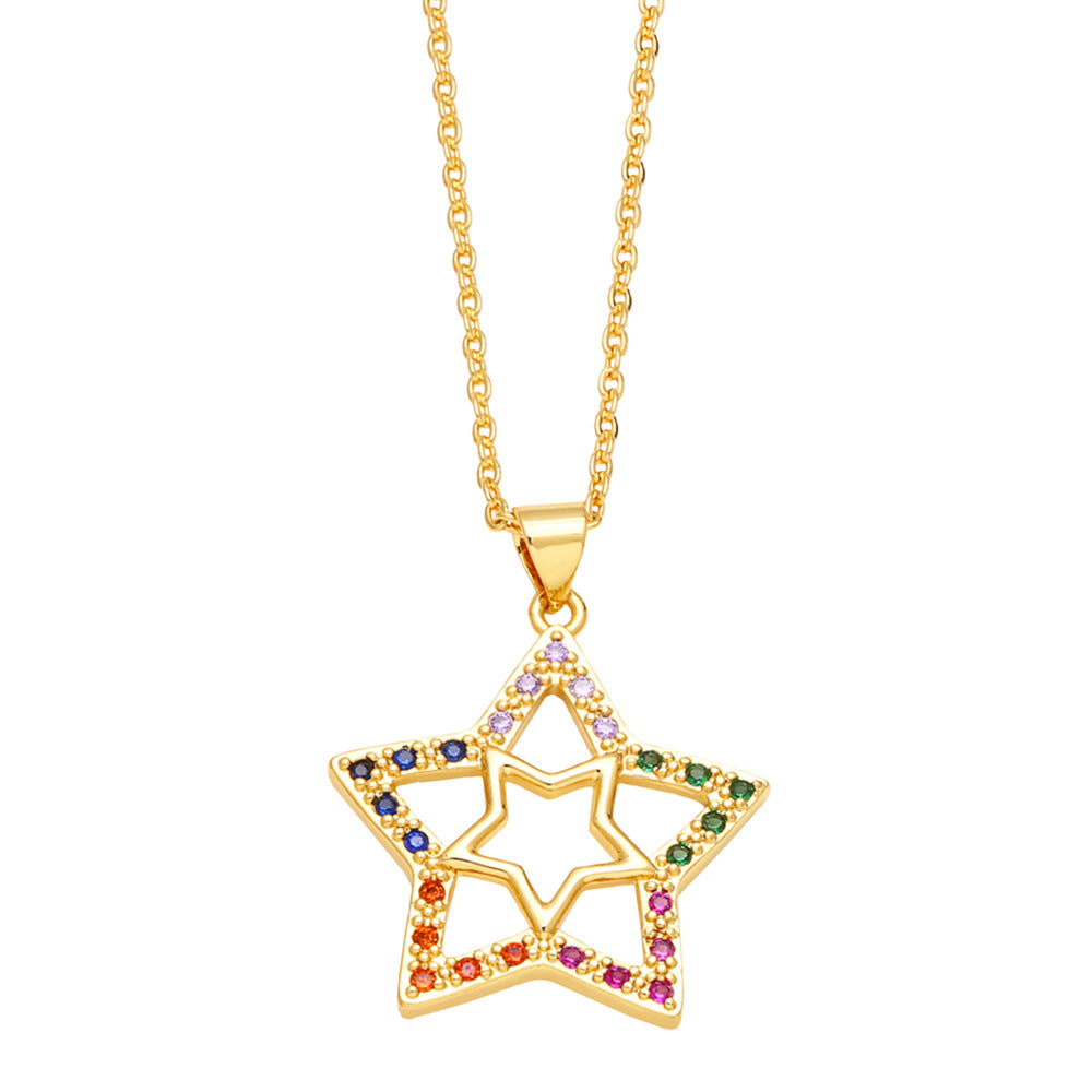 Alloy colored zircon butterfly necklace MYA002NE059