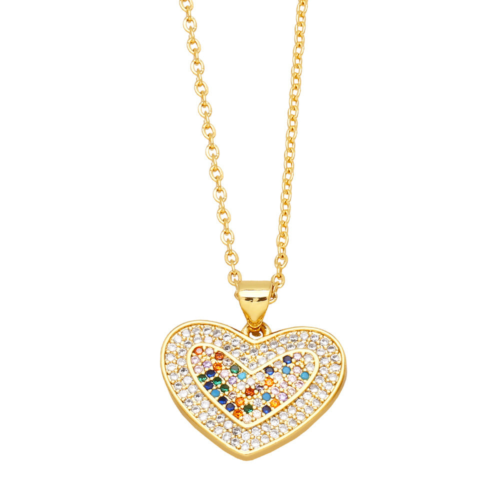 Alloy Full Diamond Love Necklace MYA002NE028