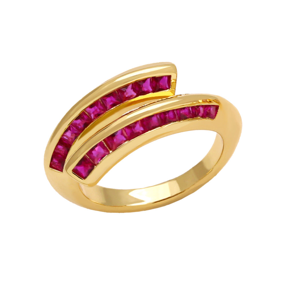 Alloy Colored Zircon Open Ring MYA002RS004