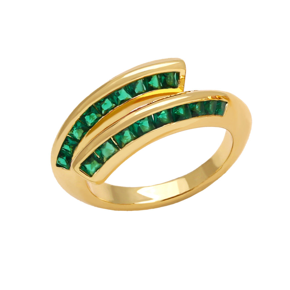 Alloy Colored Zircon Open Ring MYA002RS004