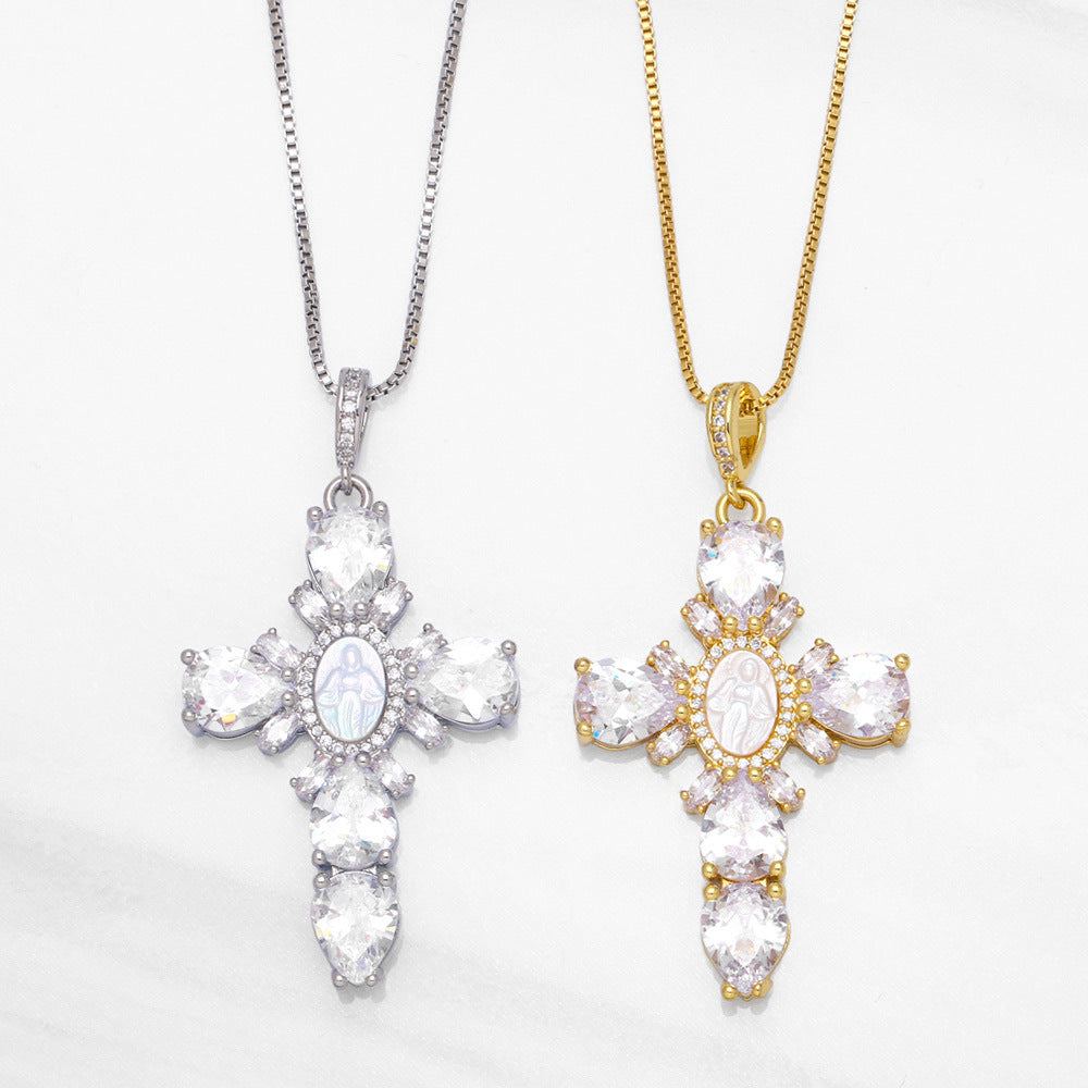 Alloy Maria Cross Necklace MYA002NE079