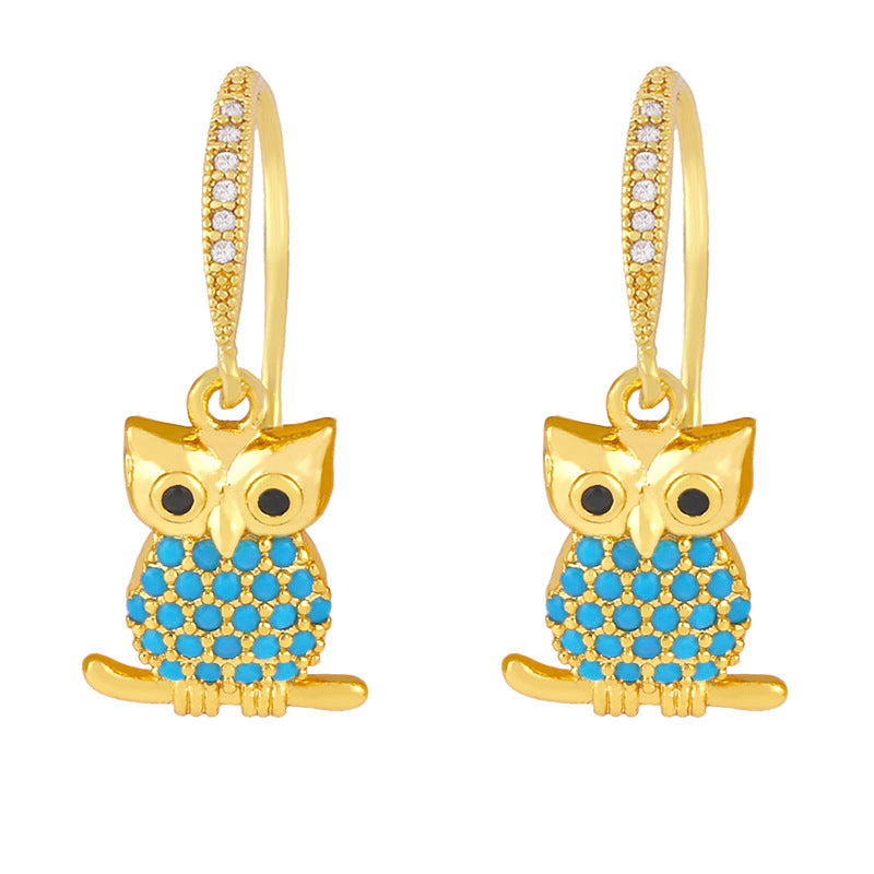 Alloy zircon owl earrings MYA002ES059