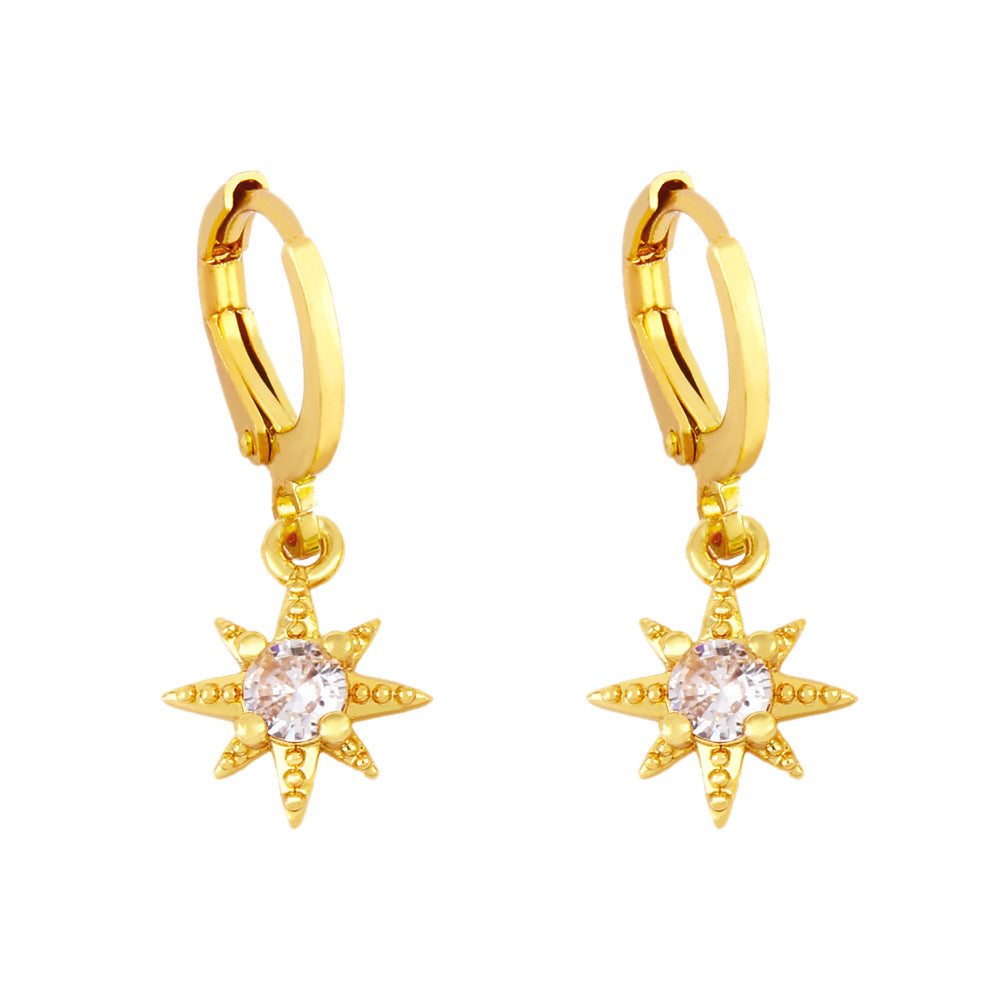 Alloy Zircon Six Point Star Earrings MYA002ES068