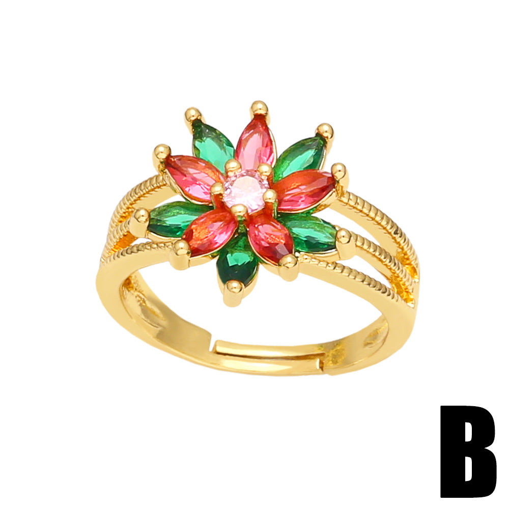 Alloy niche design flower ring MYA002RS025