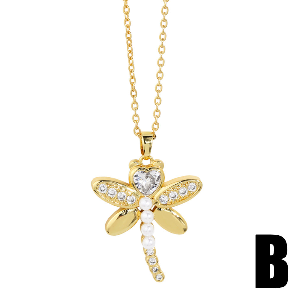 Alloy Butterfly Dragonfly Necklace MYA002NE002