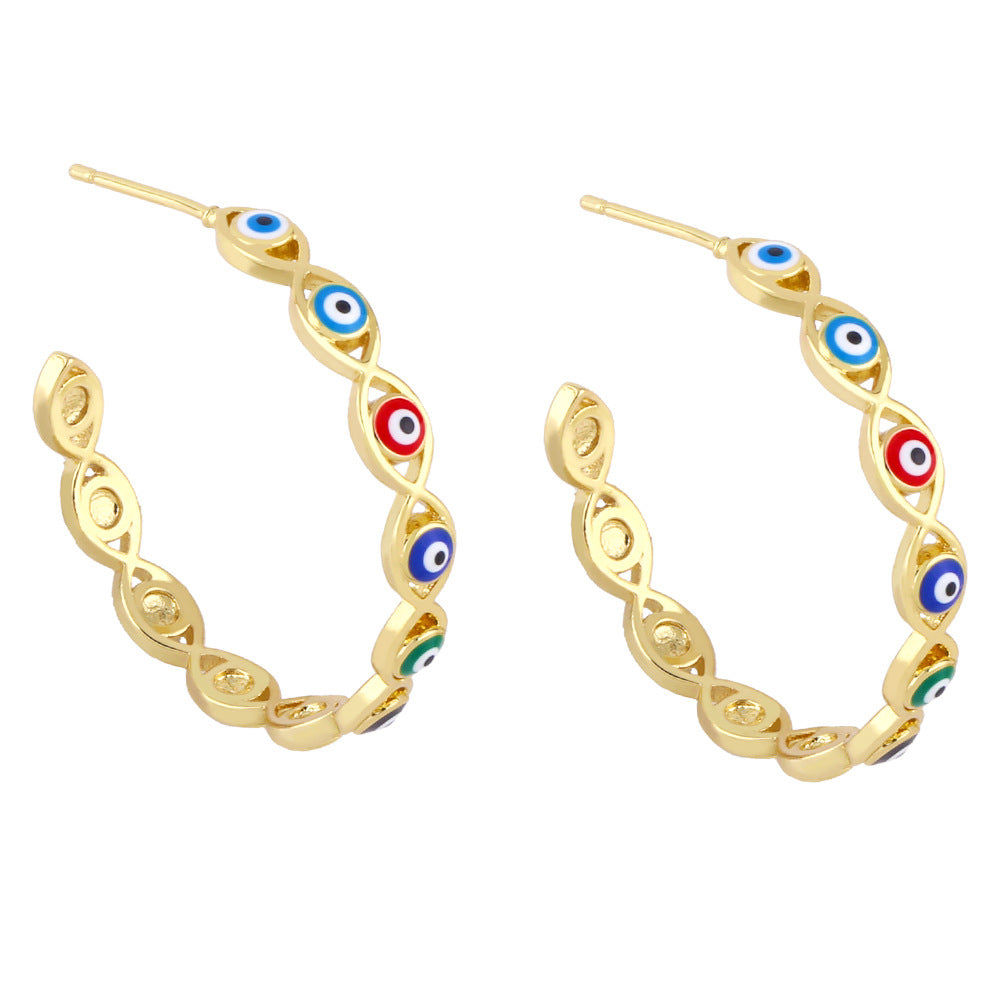 Alloy Drip Oil Demon Eye Earrings MYA002ES072