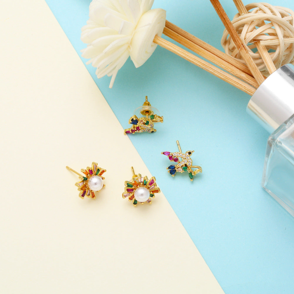 Alloy Pearl Flower Earrings MYA002ES048