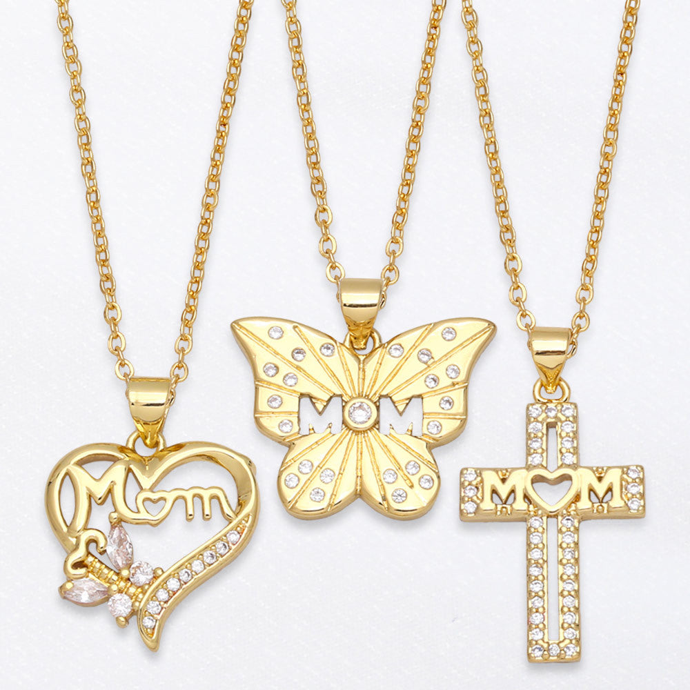 Alloy MOM Zircon Necklace MYA002NE023