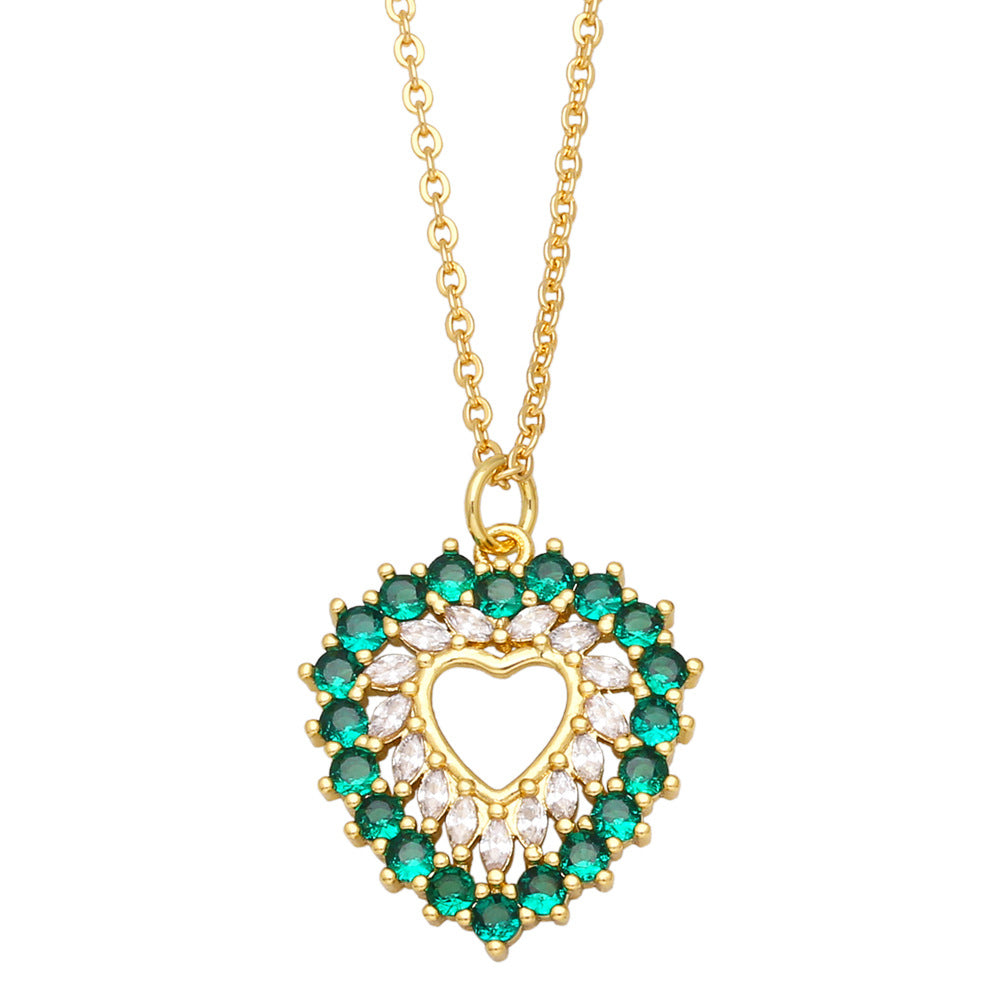 Alloy Green Diamond Love Necklace MYA002NE029