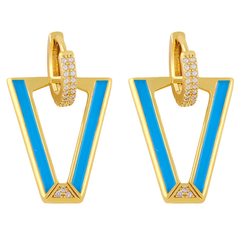 Alloy inverted triangular V-shaped earrings MYA002ES006