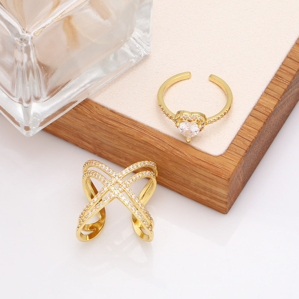 Alloy Personalized Geometric Cross Ring MYA002RS026