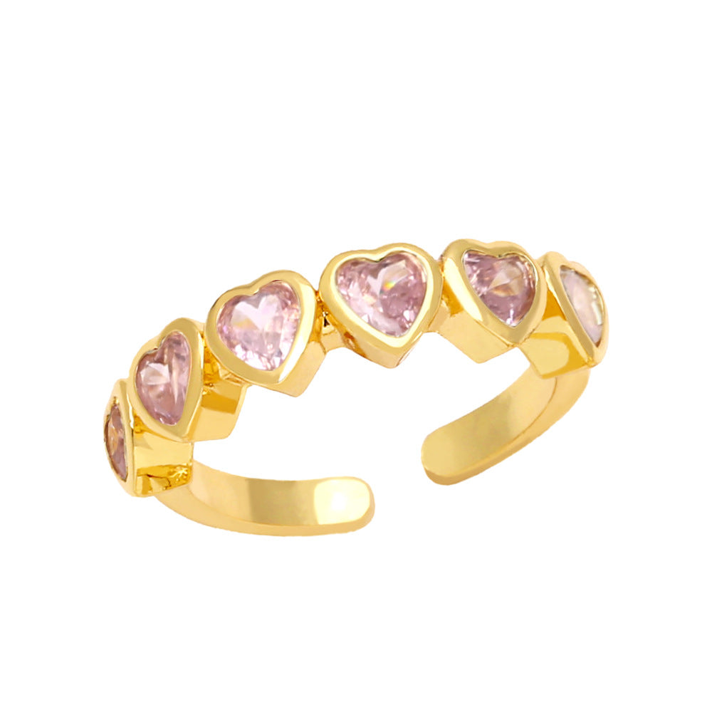 Alloy Peach Heart Colored Zircon Ring MYA002RS040