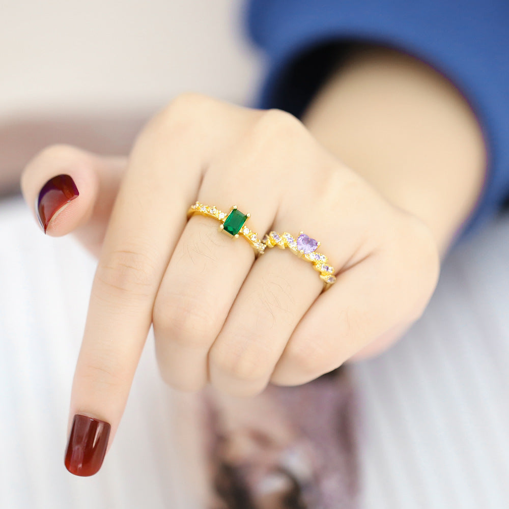 Alloy colored diamond geometric irregular ring MYA002RS002