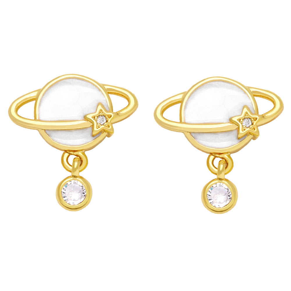 Alloy diamond planet earrings MYA002ES065