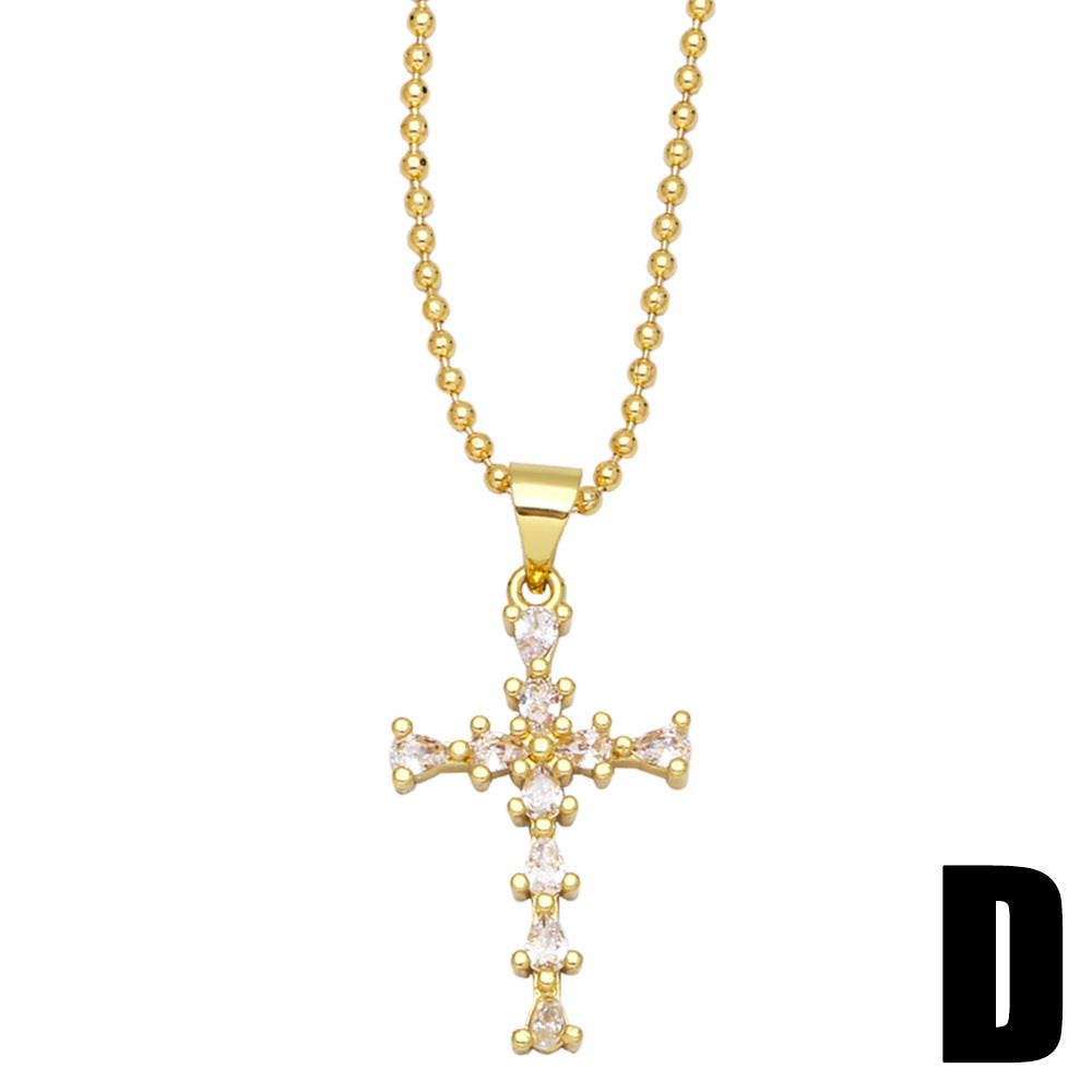 Alloy Pearl Cross Necklace MYA002NE007