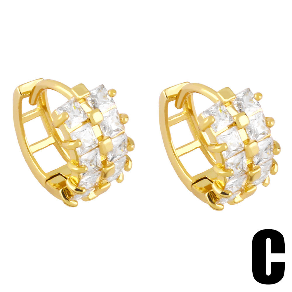 Alloy Light Luxury Zircon Geometry Earrings MYA002ES070