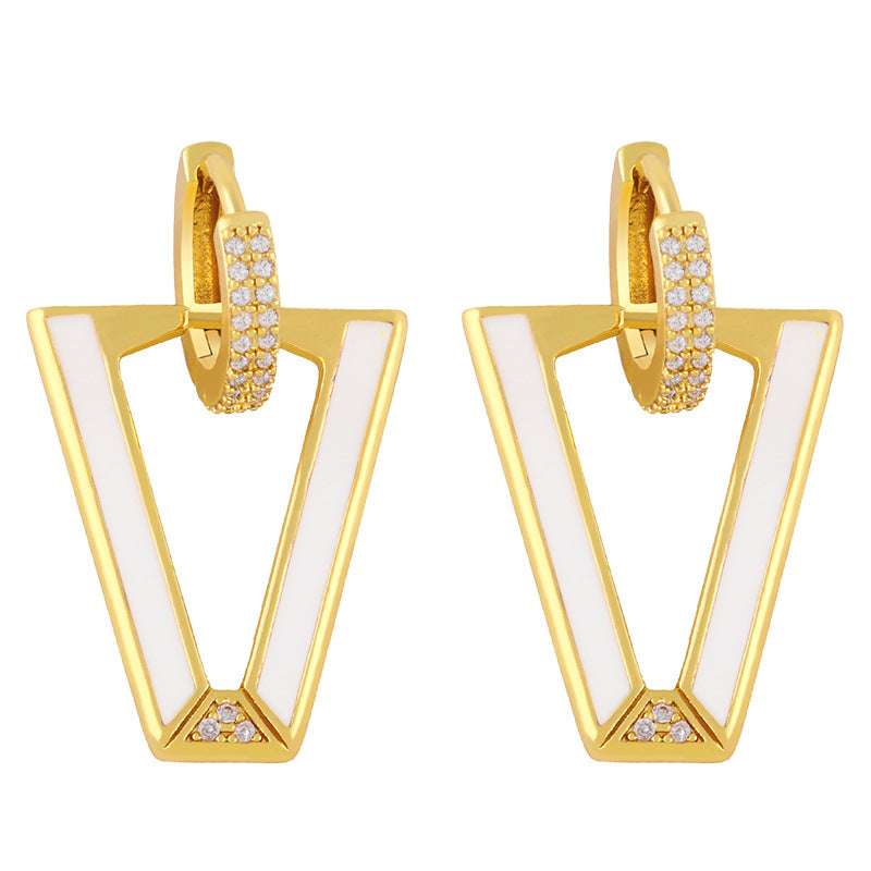 Alloy inverted triangular V-shaped earrings MYA002ES006