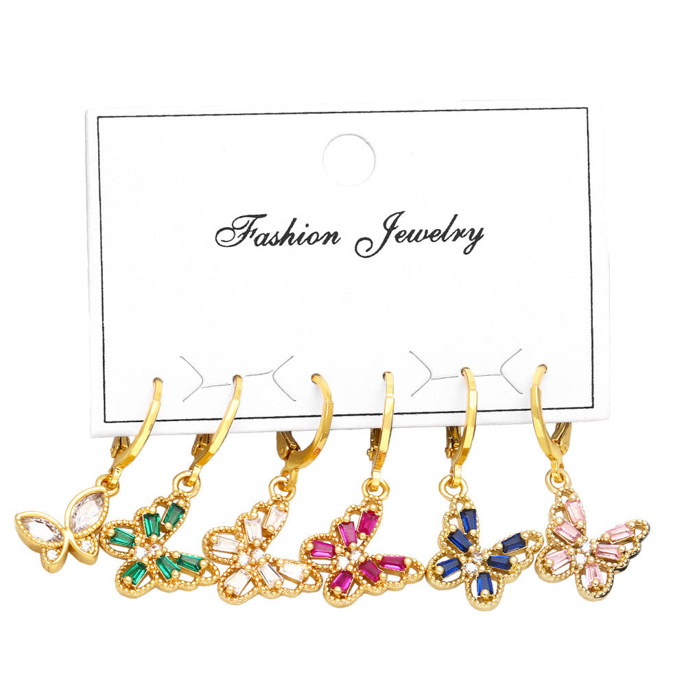 Alloy Zircon Butterfly Earrings MYA002ES032