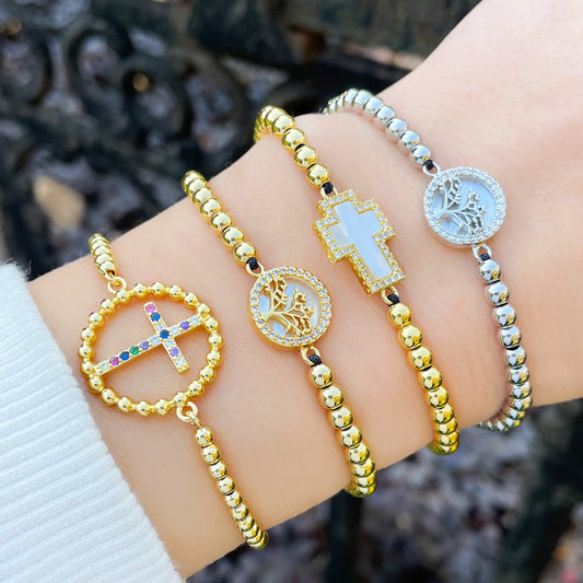 Alloy Cross Life Tree Bracelet MYA002BT013