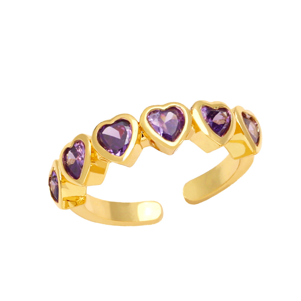 Alloy Peach Heart Colored Zircon Ring MYA002RS040