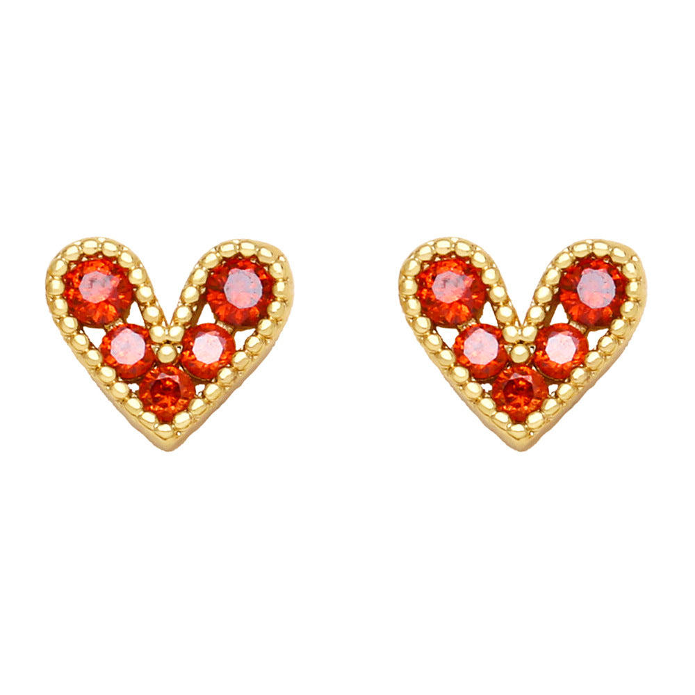 Alloy Mini Zircon Small Heart Earrings MYA002ES007