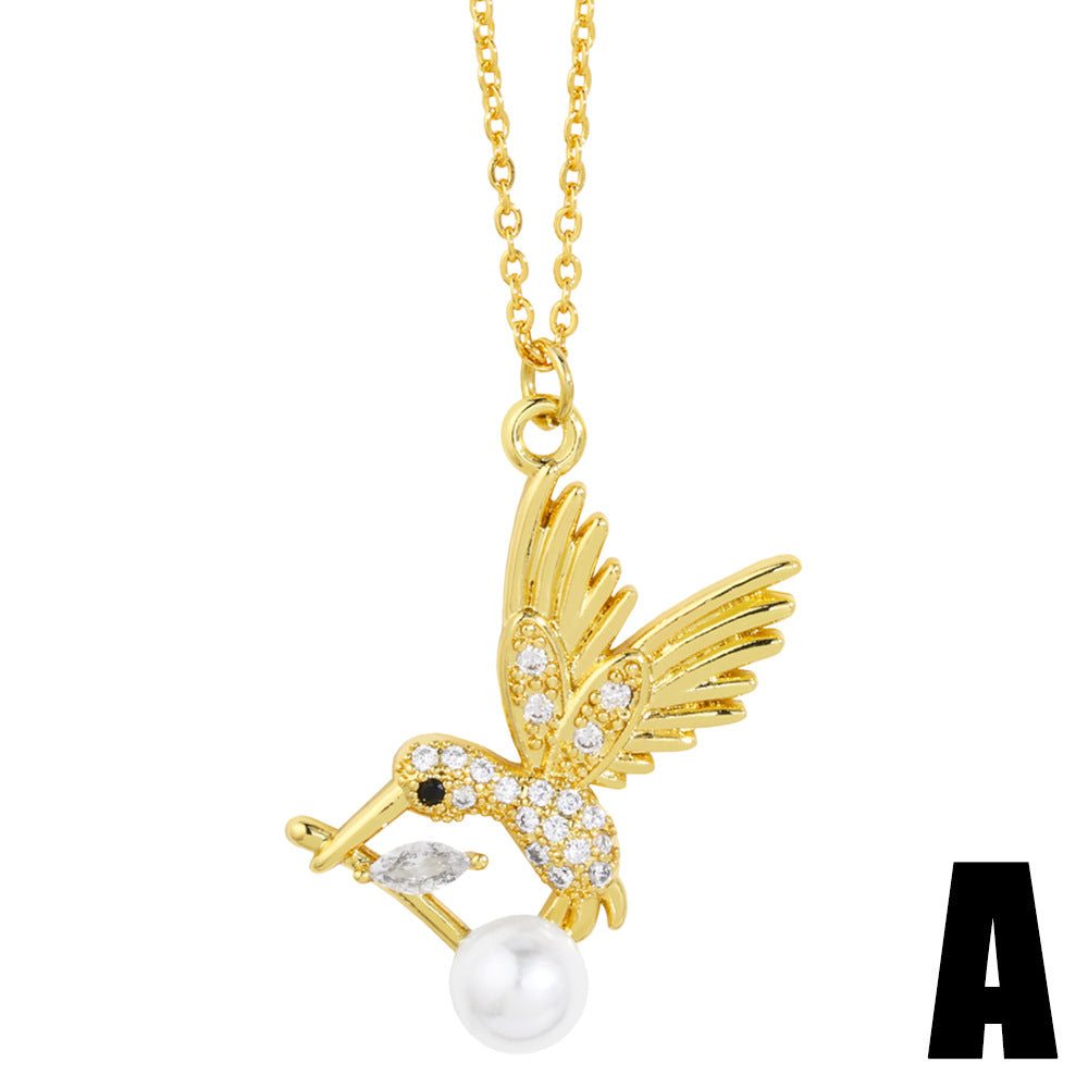 Alloy cute bird necklace MYA002NE073