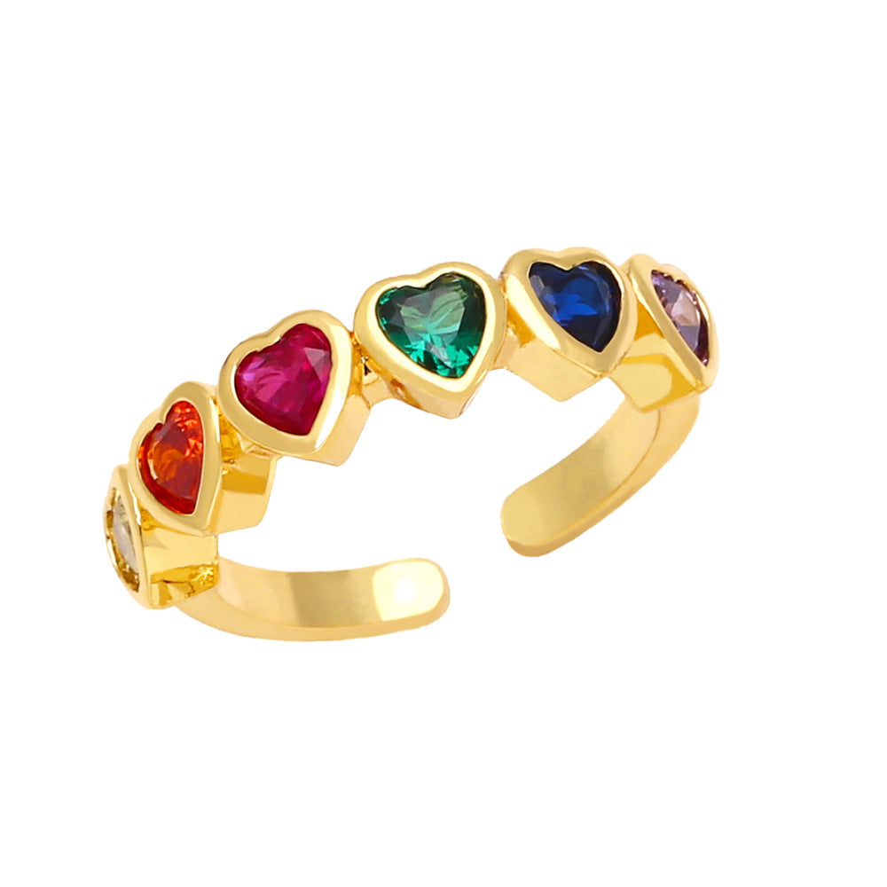 Alloy Peach Heart Colored Zircon Ring MYA002RS040