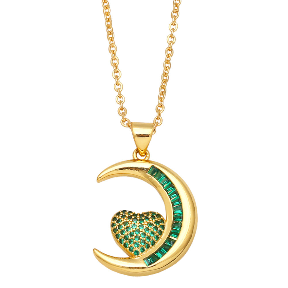 Alloy Green Diamond Love Necklace MYA002NE029