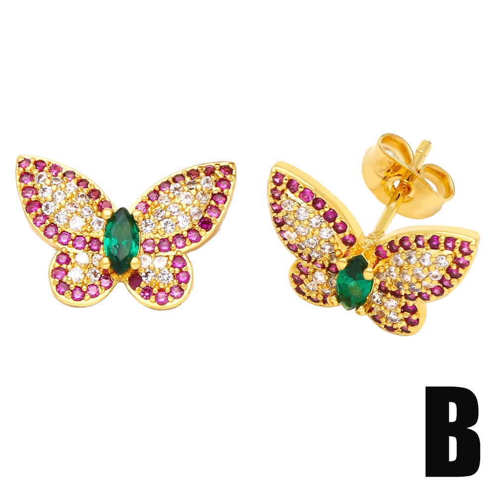 Alloy small butterfly earrings MYA002ES033