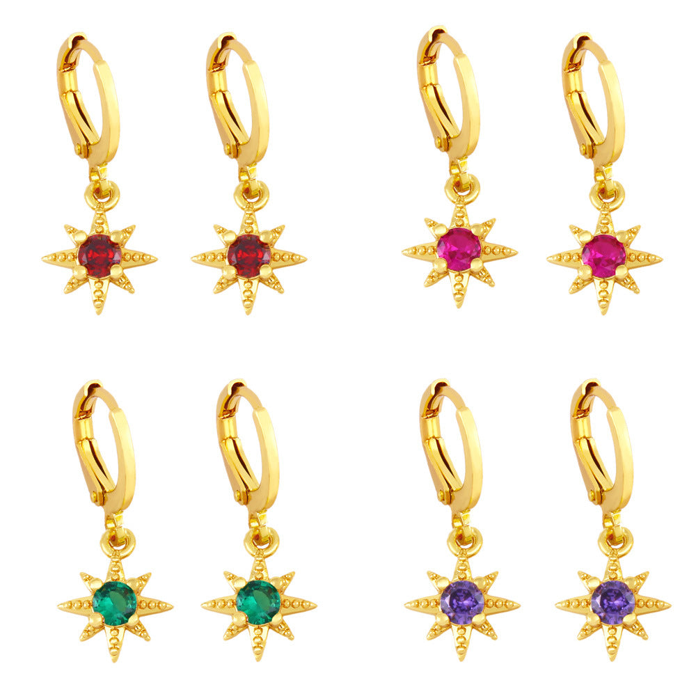 Alloy Zircon Six Point Star Earrings MYA002ES068