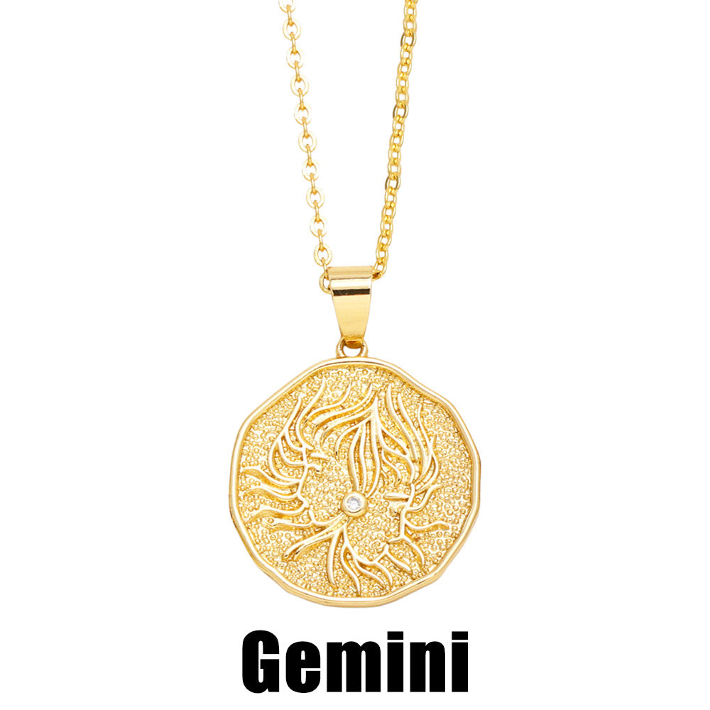 Alloy Round Sign Constellation Necklace MYA002NE068