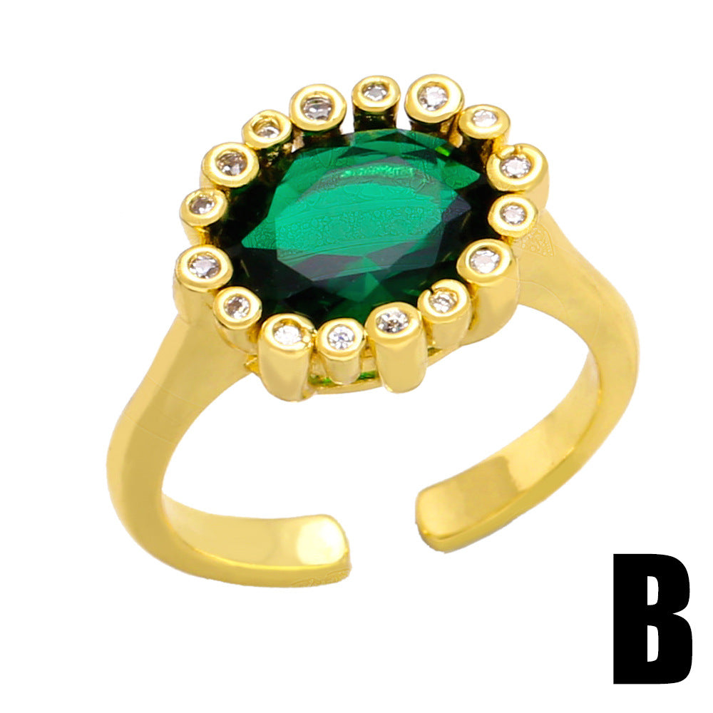 Alloy Geometry Colored Zircon Ring MYA002RS051