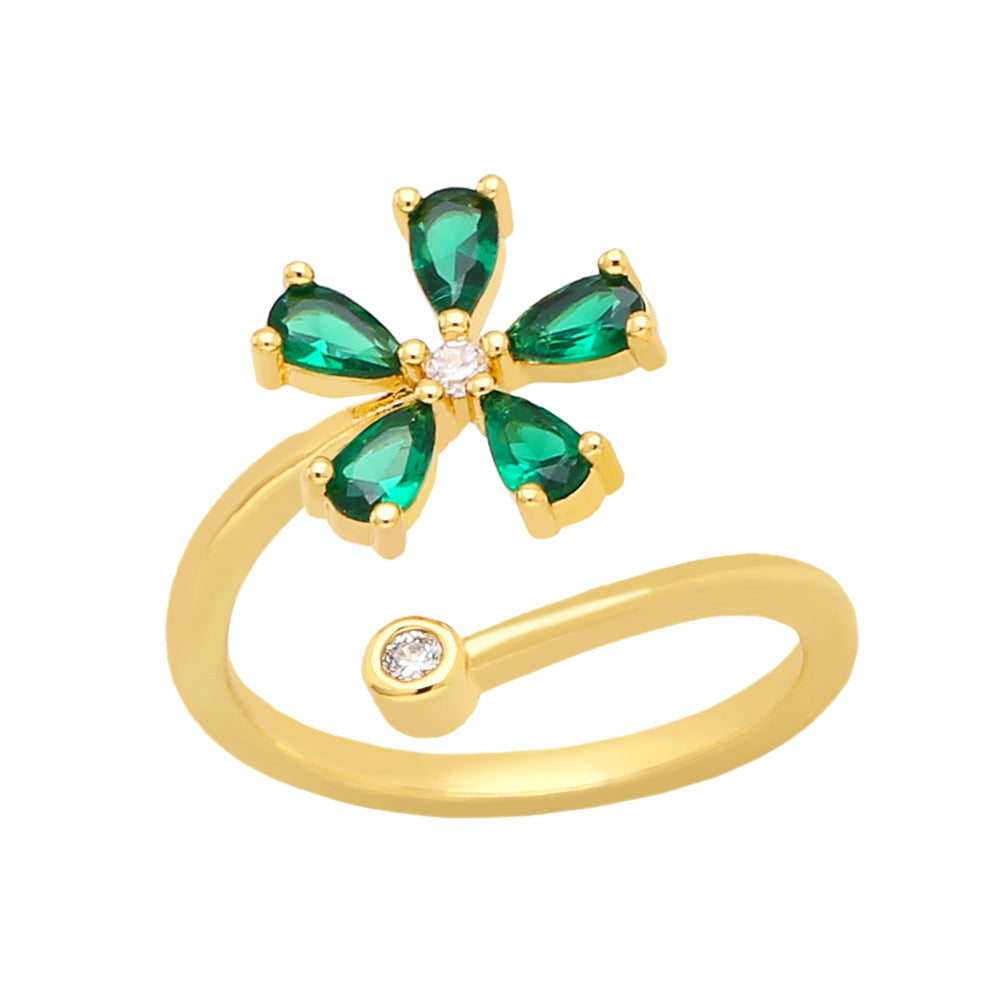 Alloy colored zircon flower ring MYA002RS030