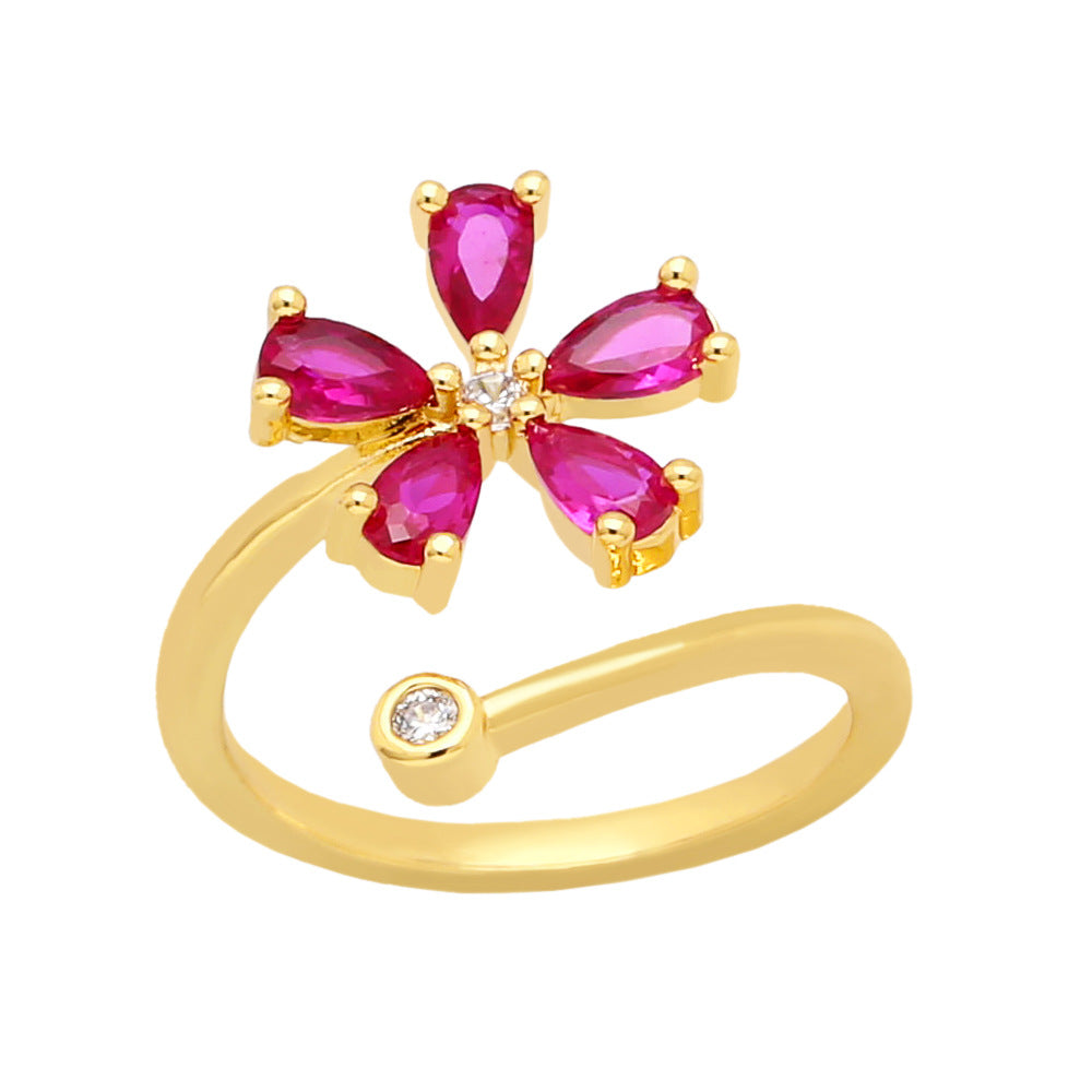 Alloy colored zircon flower ring MYA002RS030