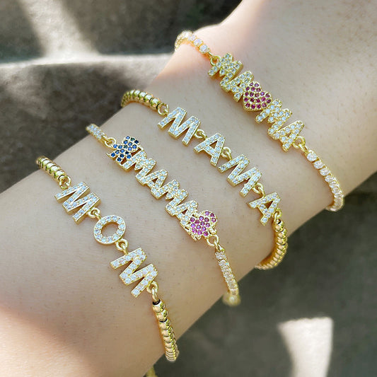 Alloy Zircon Letter Bracelet MYA002BT019